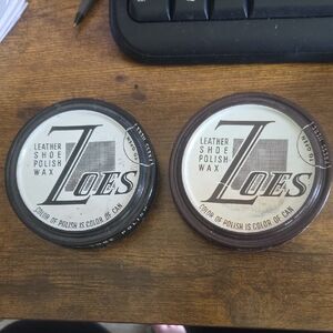 Vintage Zoes Leather Shoe Polish Wax Set - One Black and One Brown